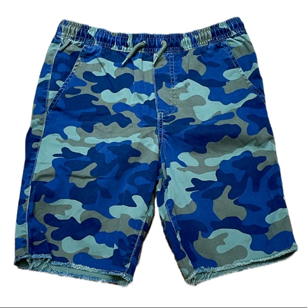 Gap Kids boys blue green camo print shorts size XXL